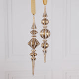 Gold Trimmed Artisan Blown Glass Finial Ornament - 2 Assorted Pieces - Set of 12