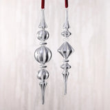 Silver Trimmed Artisan Finial Blown Glass Ornament - 2 Assorted Pieces - Set of 12