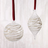 Glitter Wrapped Clear Glass Ball Ornament - 2 Assorted Pieces - Set of 12