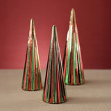 Holiday Tree Assortment - 3 Assorted Sizes - Green & Red - Set of 3