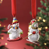 Glass Snowboarding Snowman Ornament - 2 Assorted Pieces - Set of 6
