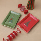 Ceramic Holiday Trinket Dish - Green