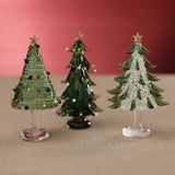 Crystal Evergreen Tree - 3 Assorted Designs - Set of 3