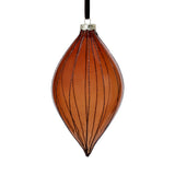 Glitter Stripe Glass Ornament Trio - 3 Assorted Designs - Dark Amber - Set of 6