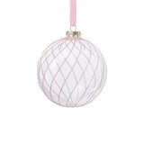 Glitter Stripe Glass Ornament Trio - 3 Assorted Designs - Blush - Set of 6
