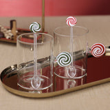 Holiday Peppermint Glass Mug - White & Red - Set of 4