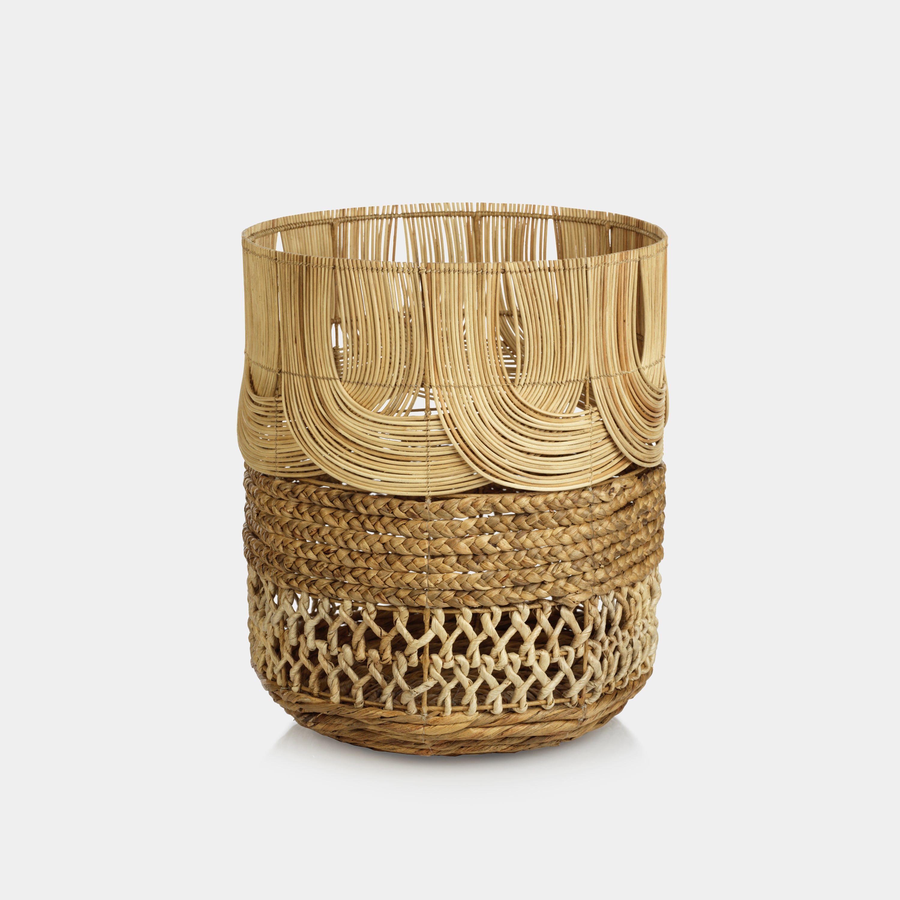 Image of Malacca Multi-Weave Rattan and Water Hyacinth Basket