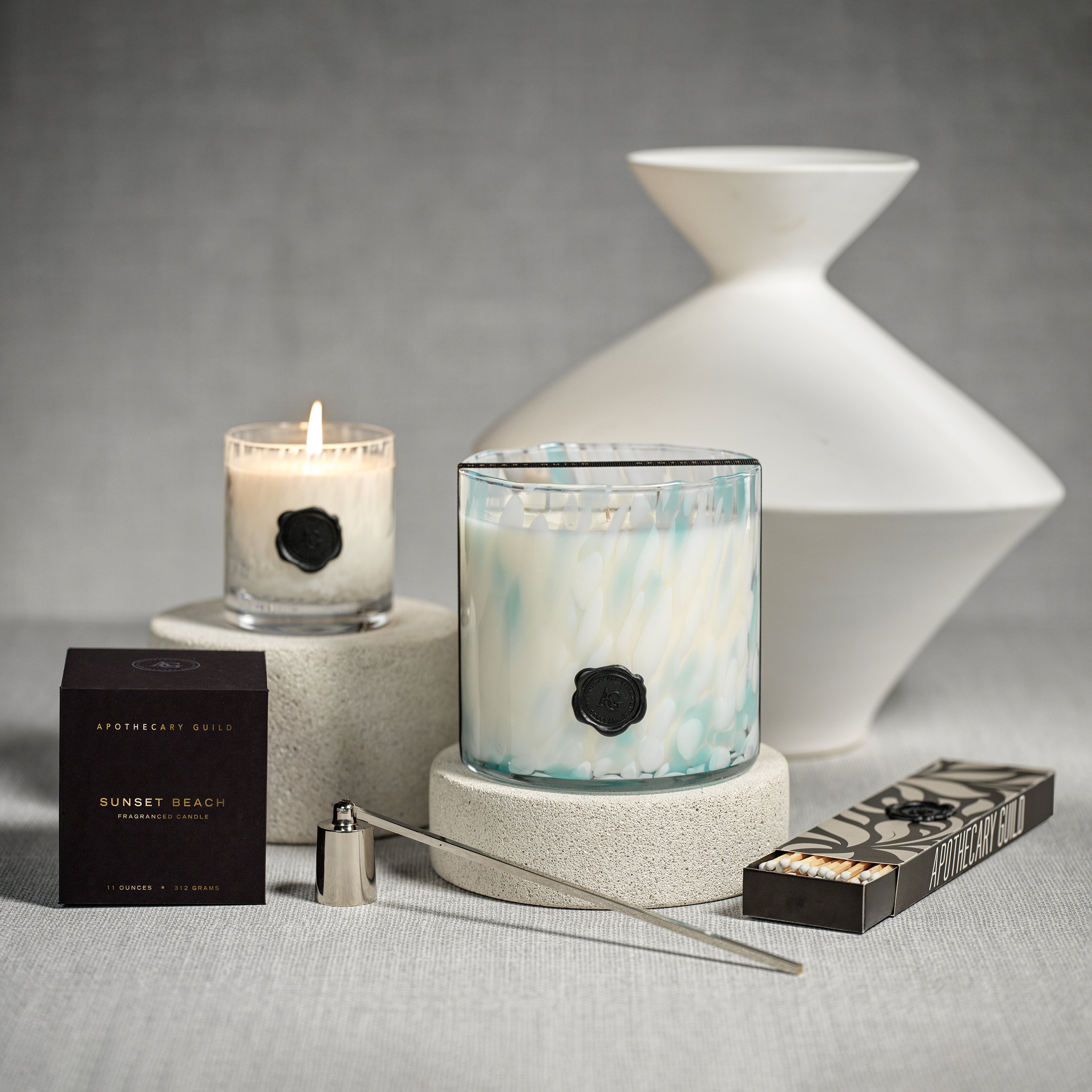 Image of Apothecary Guild Opal Glass Three-Wick Candle, Sunset Beach