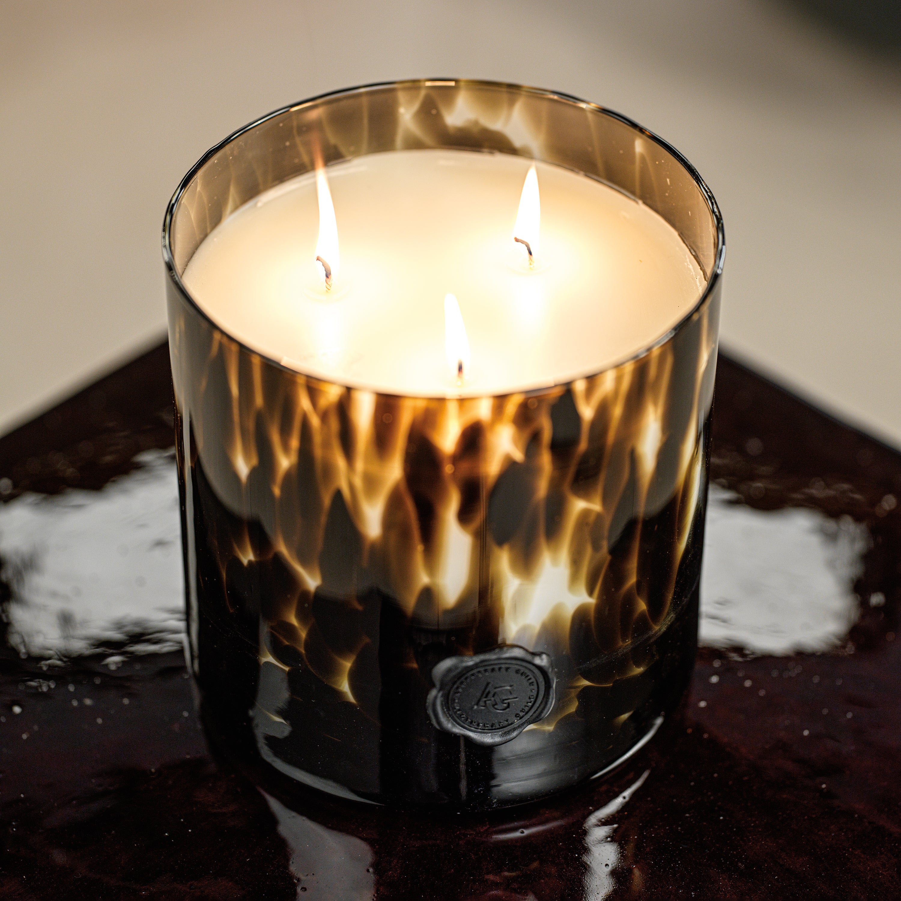 Image of Apothecary Guild Opal Glass Three-Wick Candle, Black Fig Vetiver