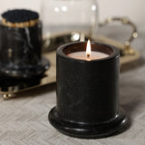 Marbella Scented Candle Jar with Cloche - Black Marquina Marble