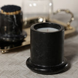Marbella Scented Candle Jar with Cloche - Black Marquina Marble