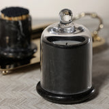 Marbella Scented Candle Jar with Cloche - Black Marquina Marble