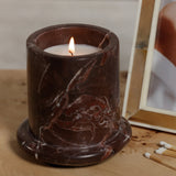 Marbella Scented Candle Jar with Cloche – Red Levanto Marble