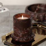 Marbella Scented Candle Jar with Cloche – Red Levanto Marble