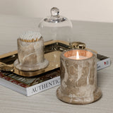 Marbella Scented Candle Jar with Cloche – Crema Fossil Marble