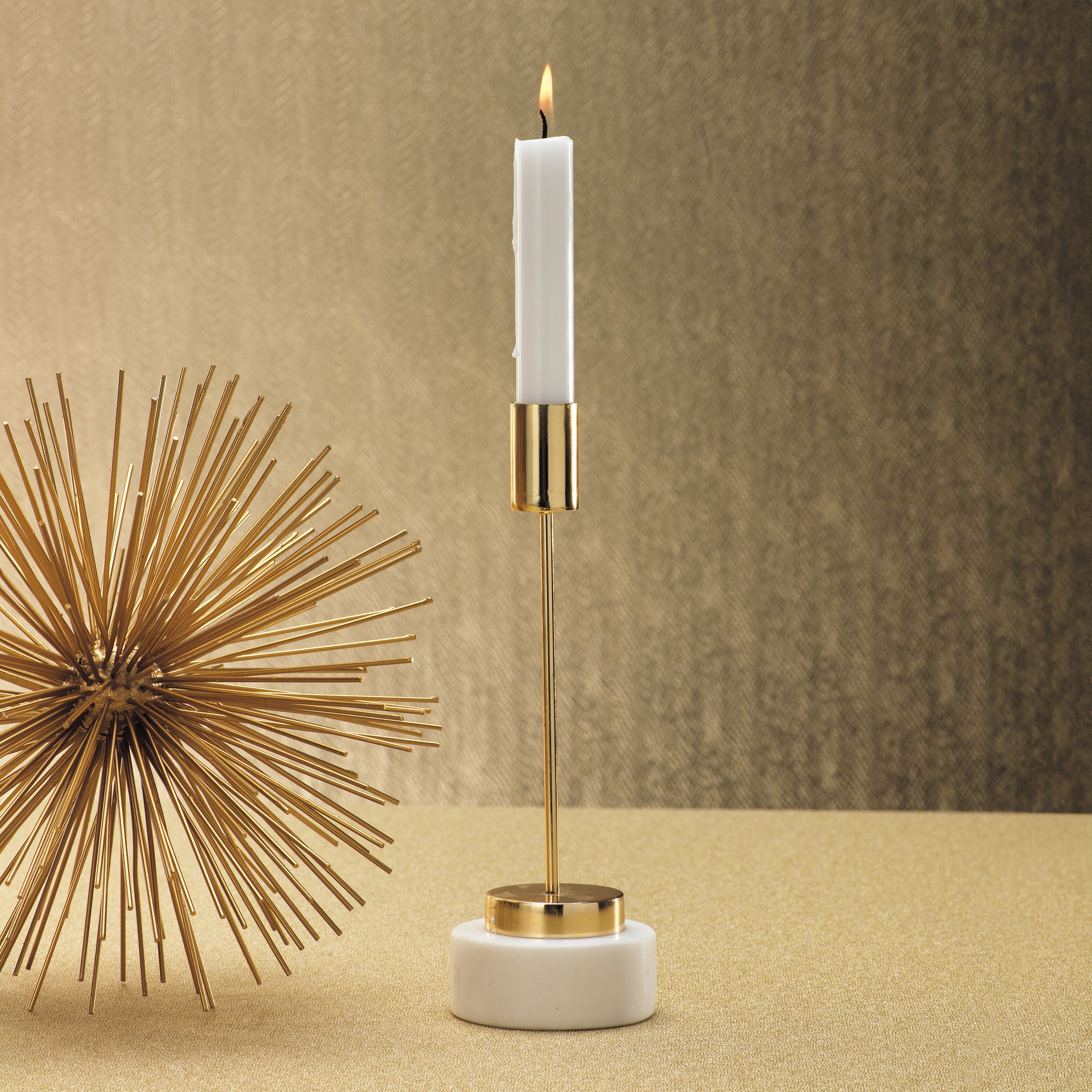 Image of Celine Brass and Marble Taper Holder