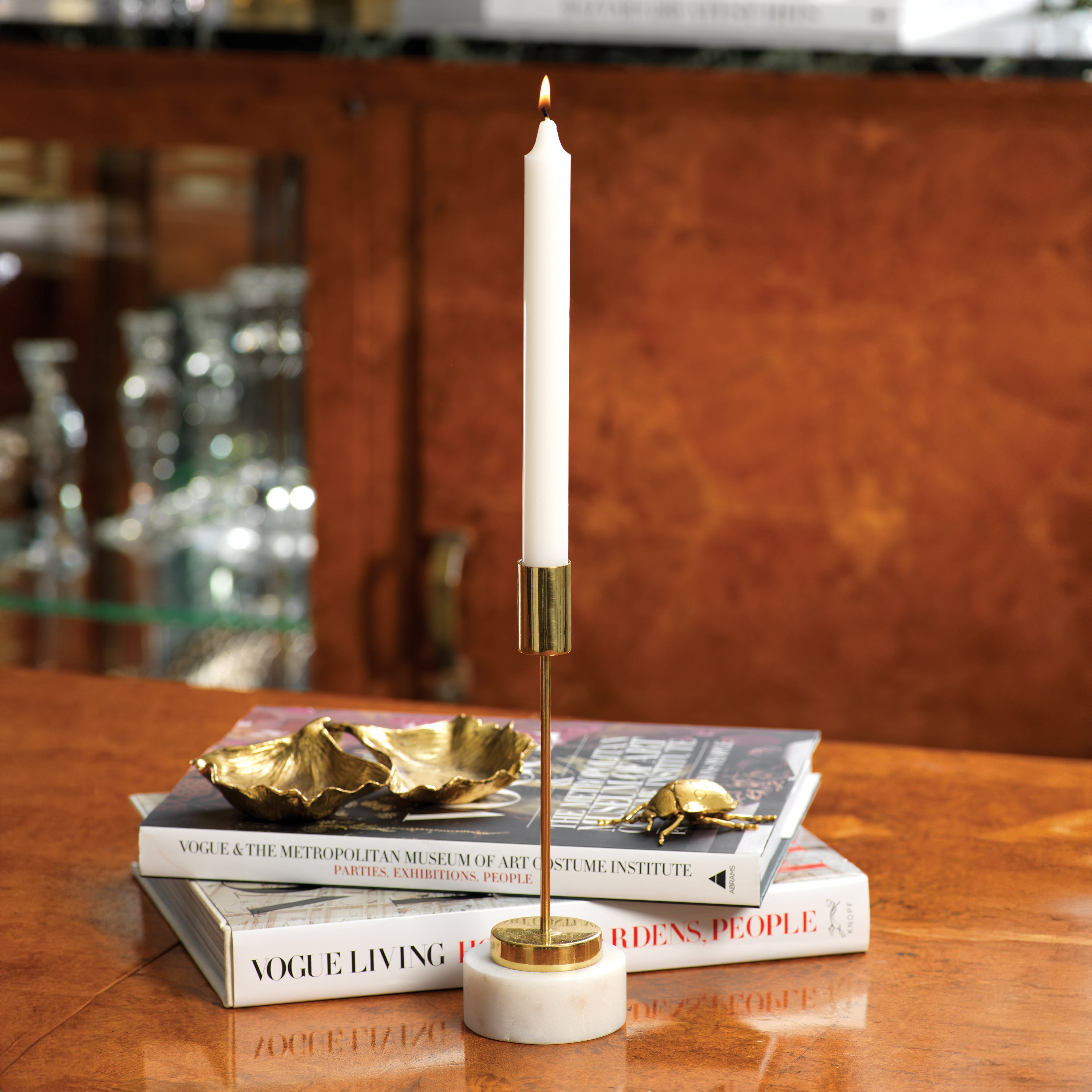 Image of Celine Brass and Marble Taper Holder
