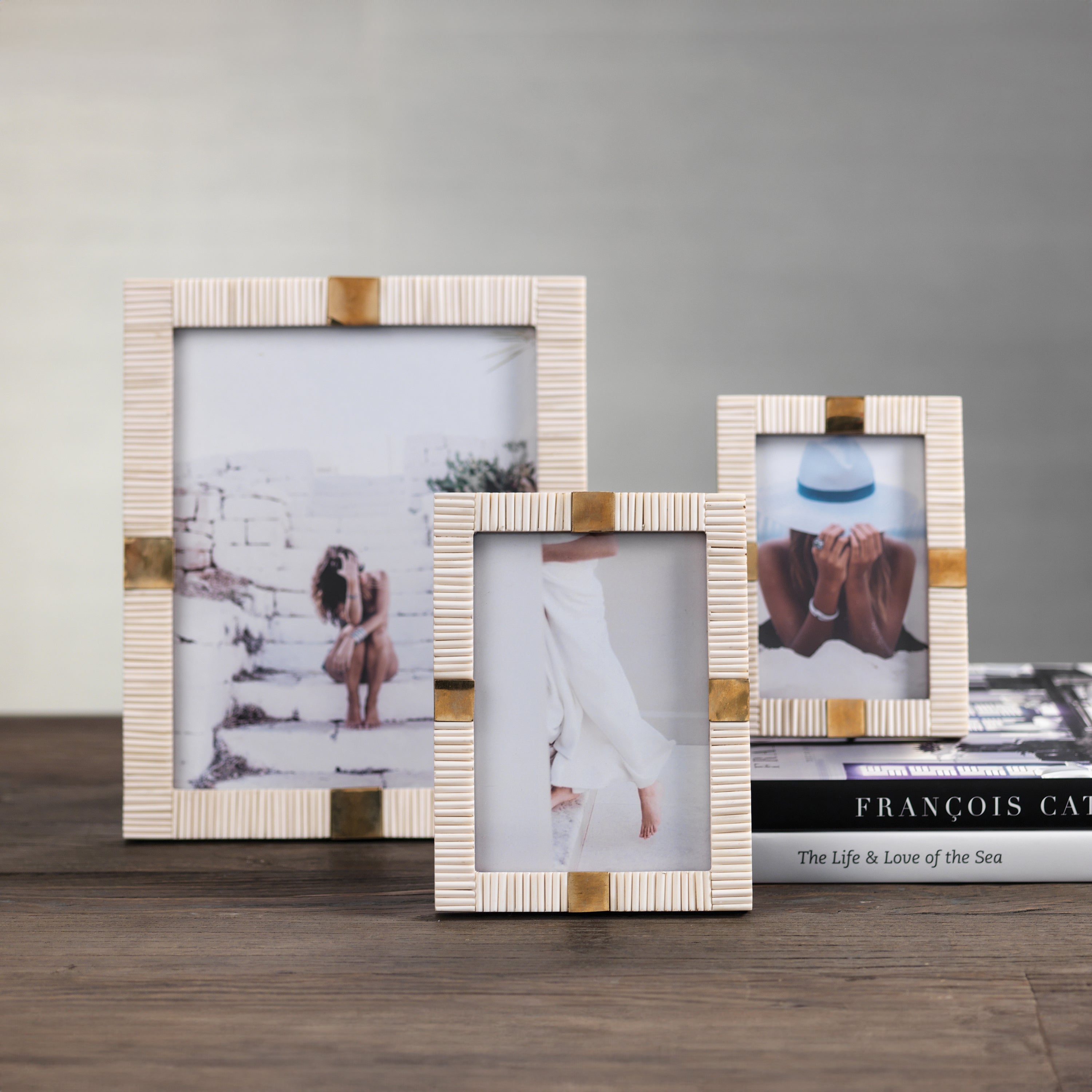 Image of Maha Bone with Brass Trim Photo Frame
