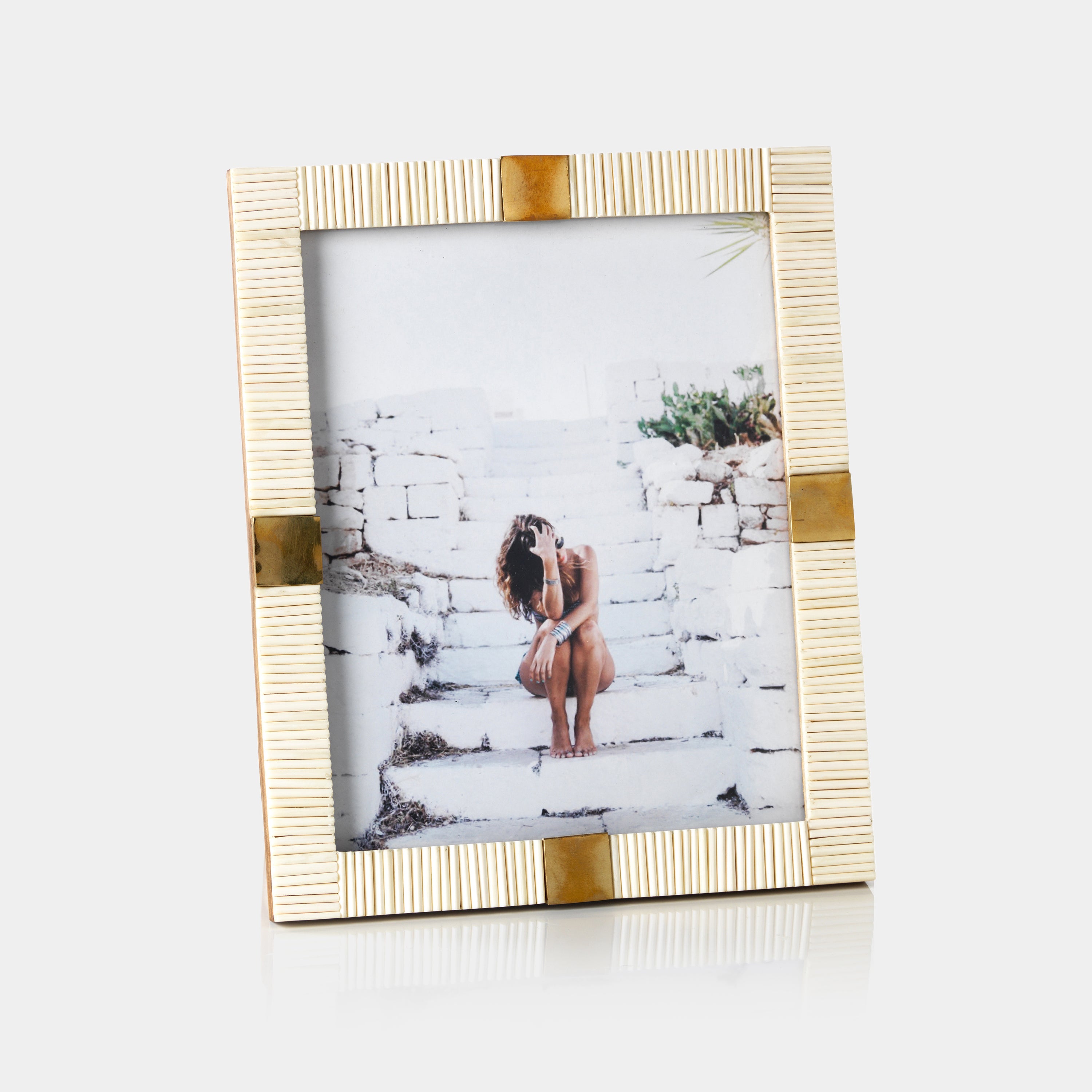Image of Maha Bone with Brass Trim Photo Frame