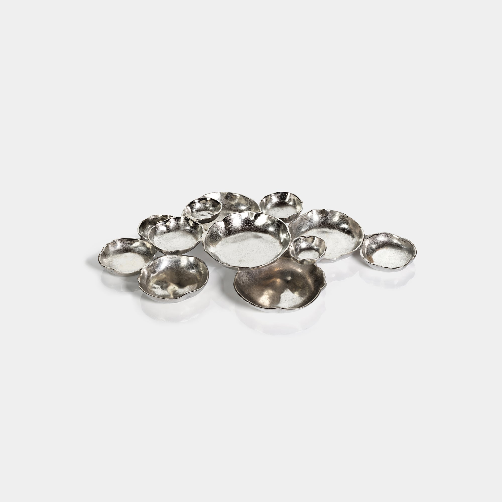 Cluster of Twelve Round Silver Serving Bowls