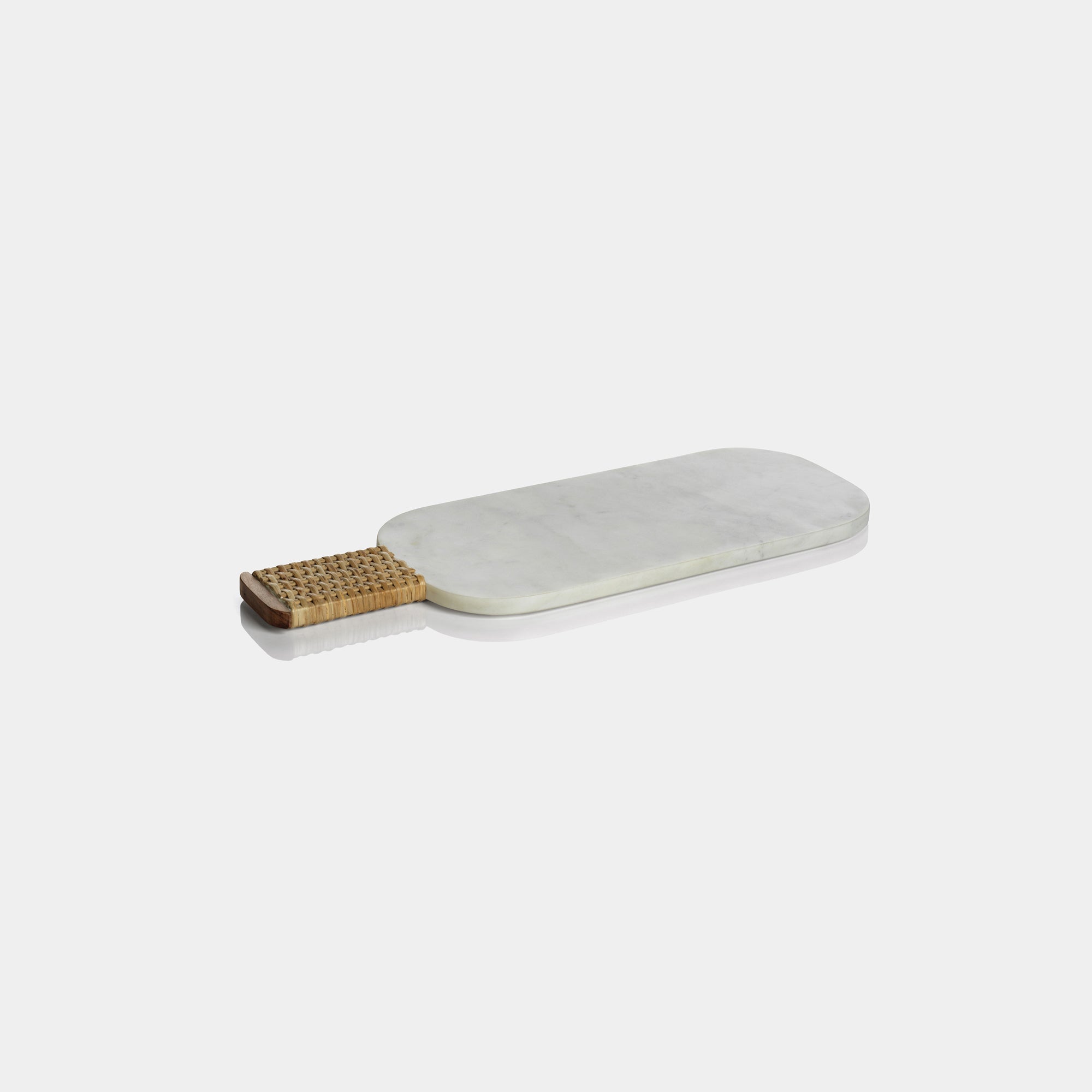 Image of Marble Cheese and Charcuterie Board with Woven Cane Handle