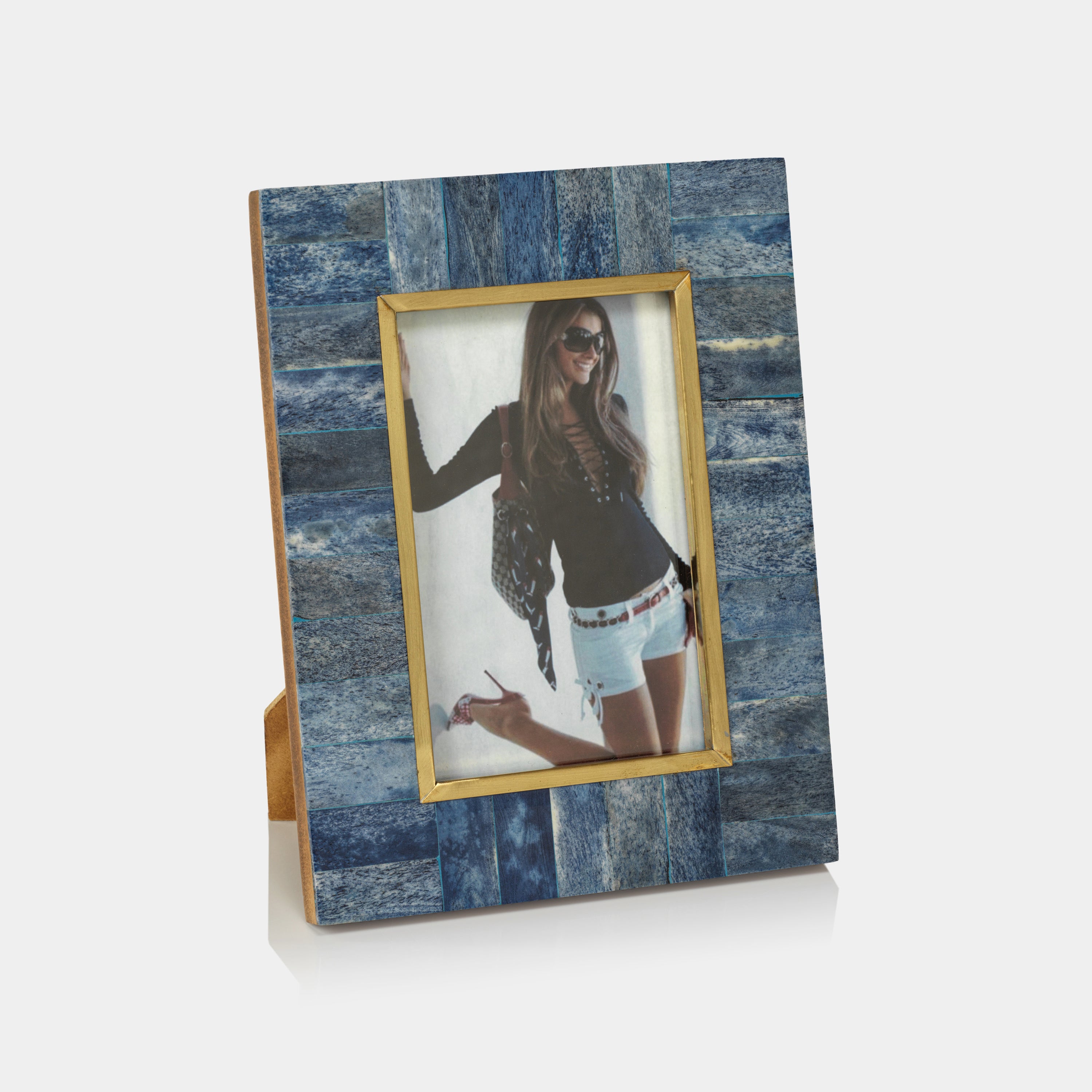 Image of Biarritz Bone Photo Frame with Inner Brass Trim