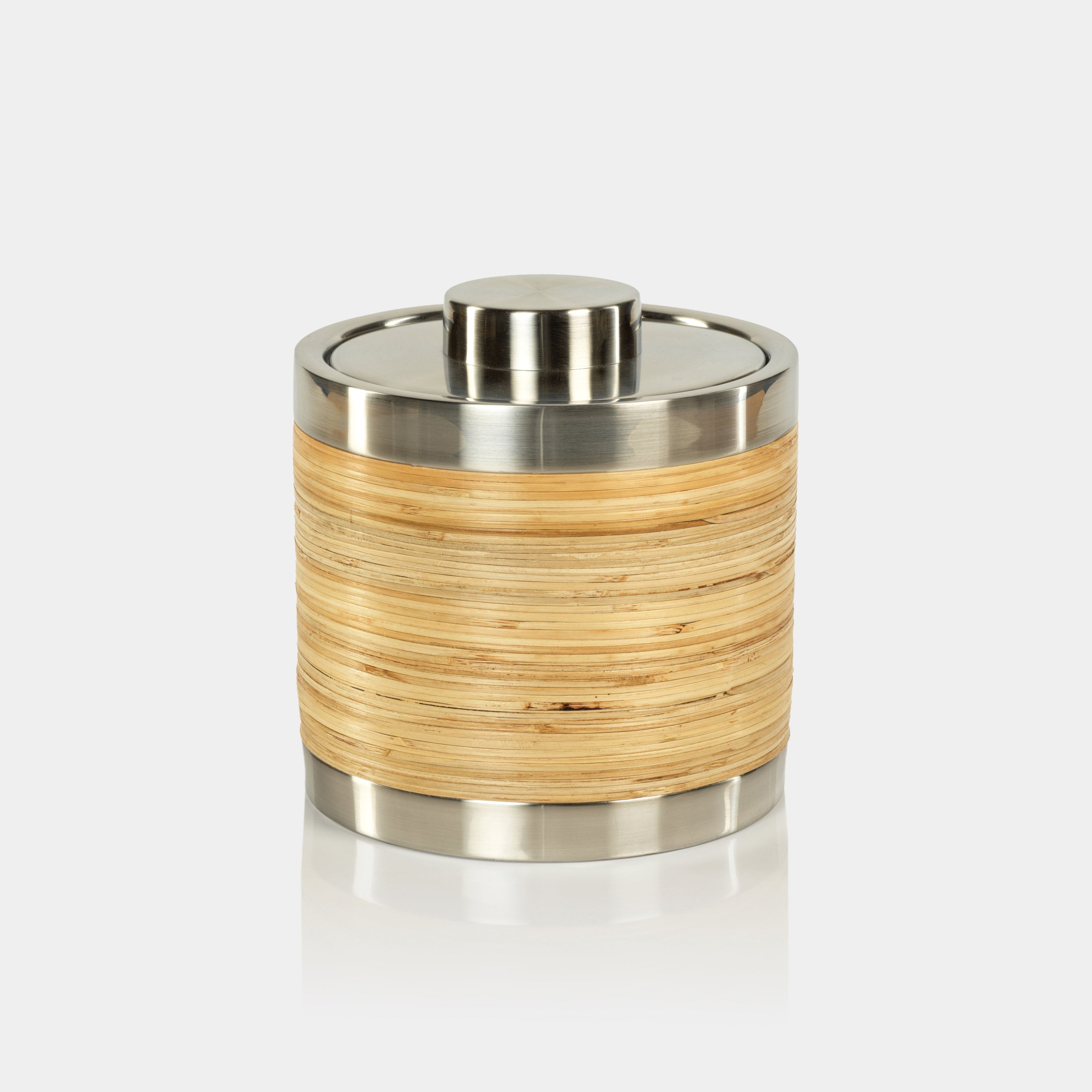 Image of Palmae Rattan and Matt Steel Ice Bucket