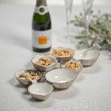 Small Cluster of Eight Serving Bowls - Nickel and White