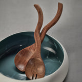 Image of Mango Wood Curvy Salad Server Set