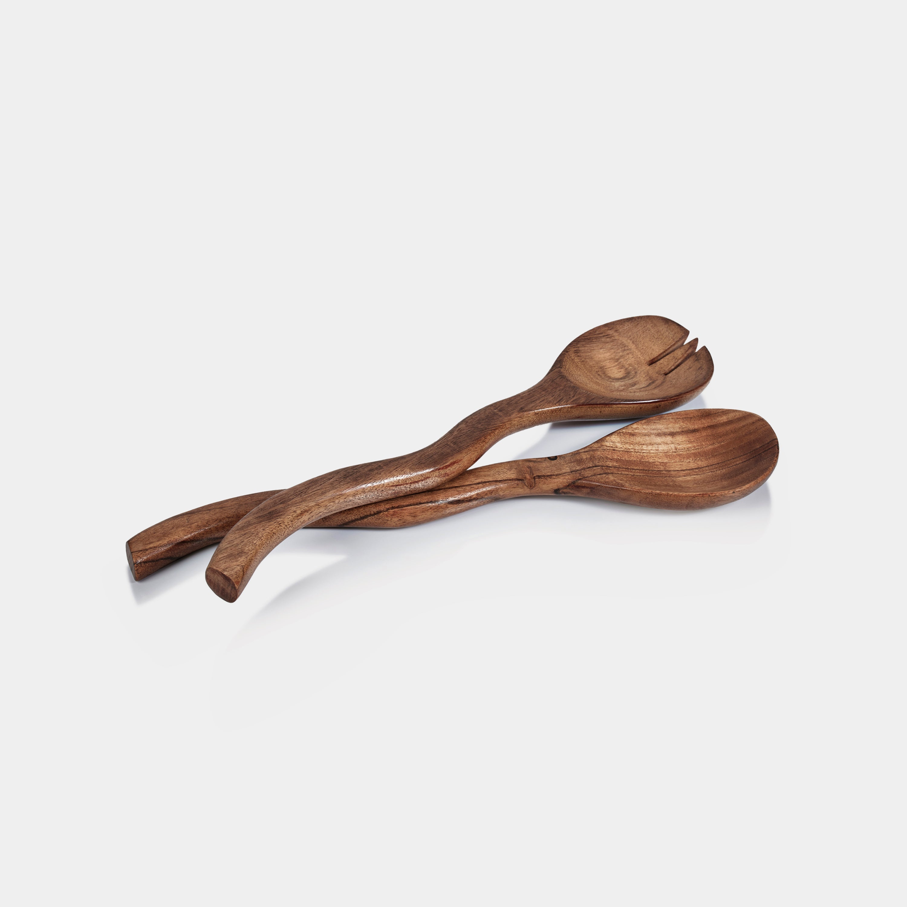 Image of Mango Wood Curvy Salad Server Set