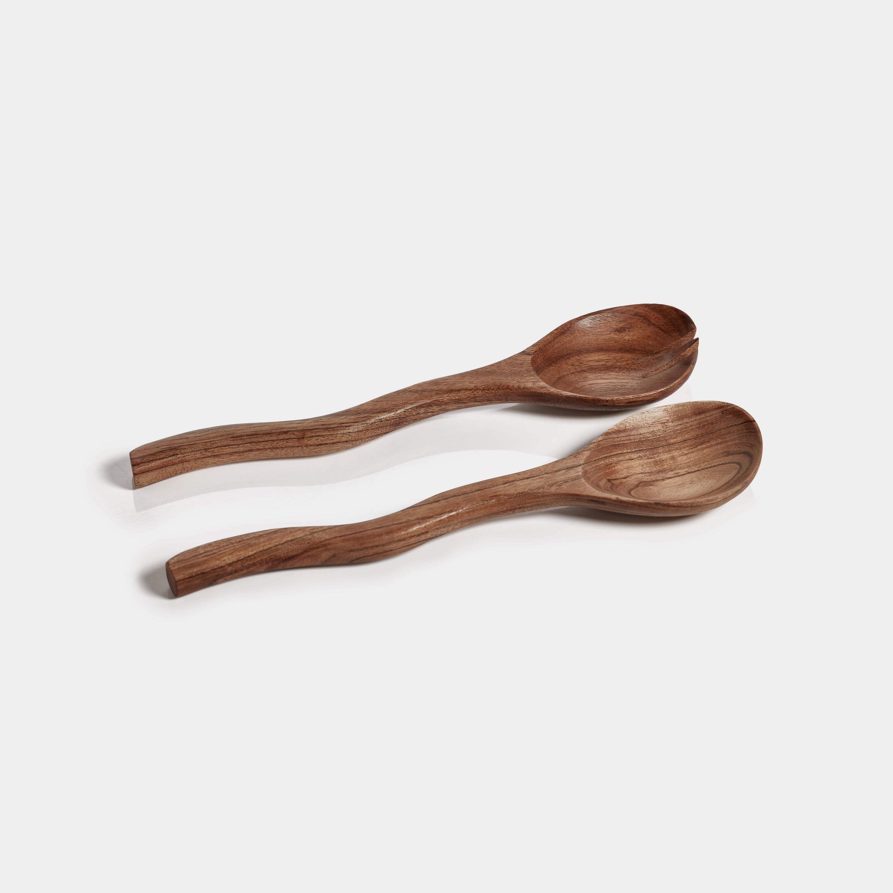 Image of Mango Wood Curvy Salad Server Set