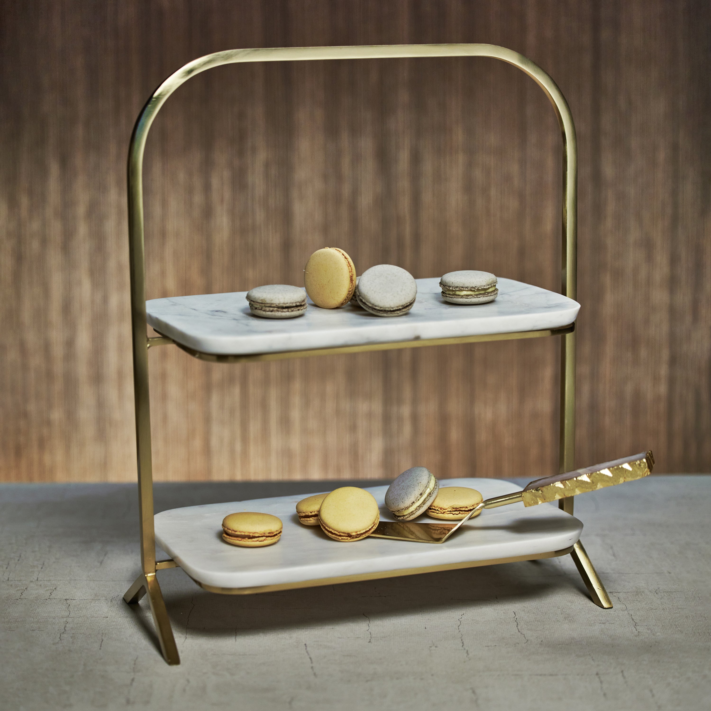 Image of Madeleine Marble Two-Tier Stand
