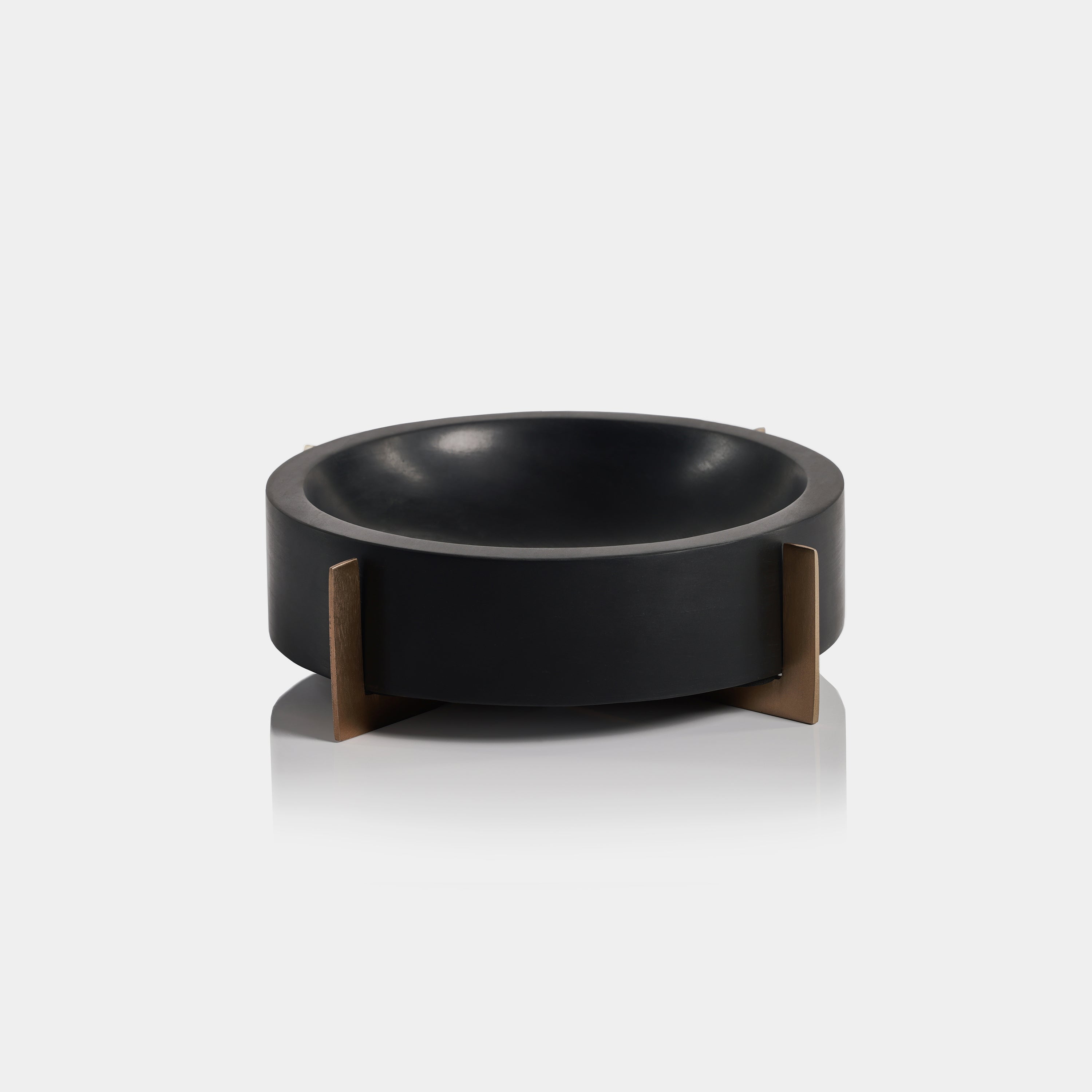 Image of Nairobi Black Marble Bowl on Metal Base