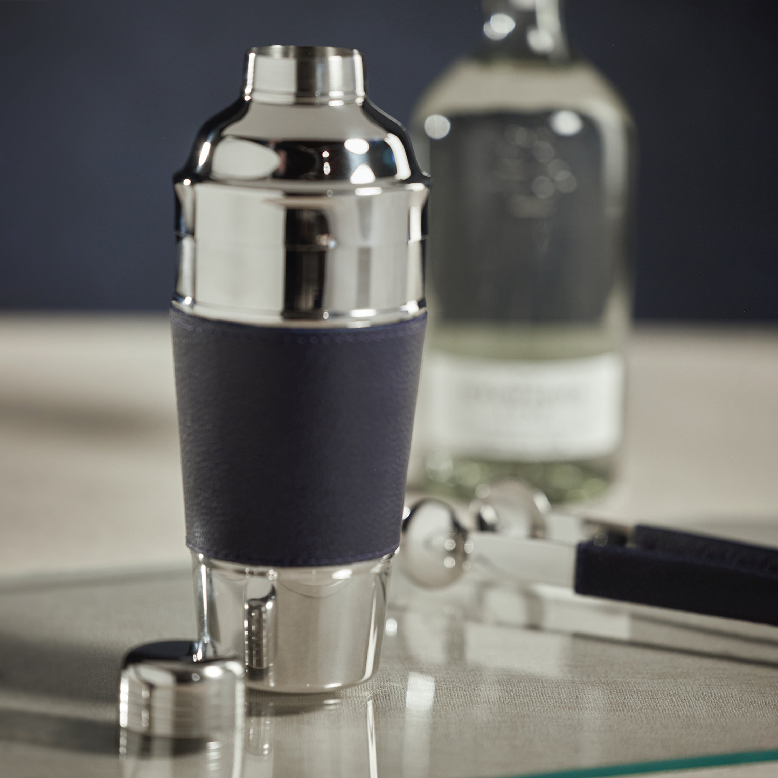 Image of Laguna Nickel & Leather Cocktail Shaker