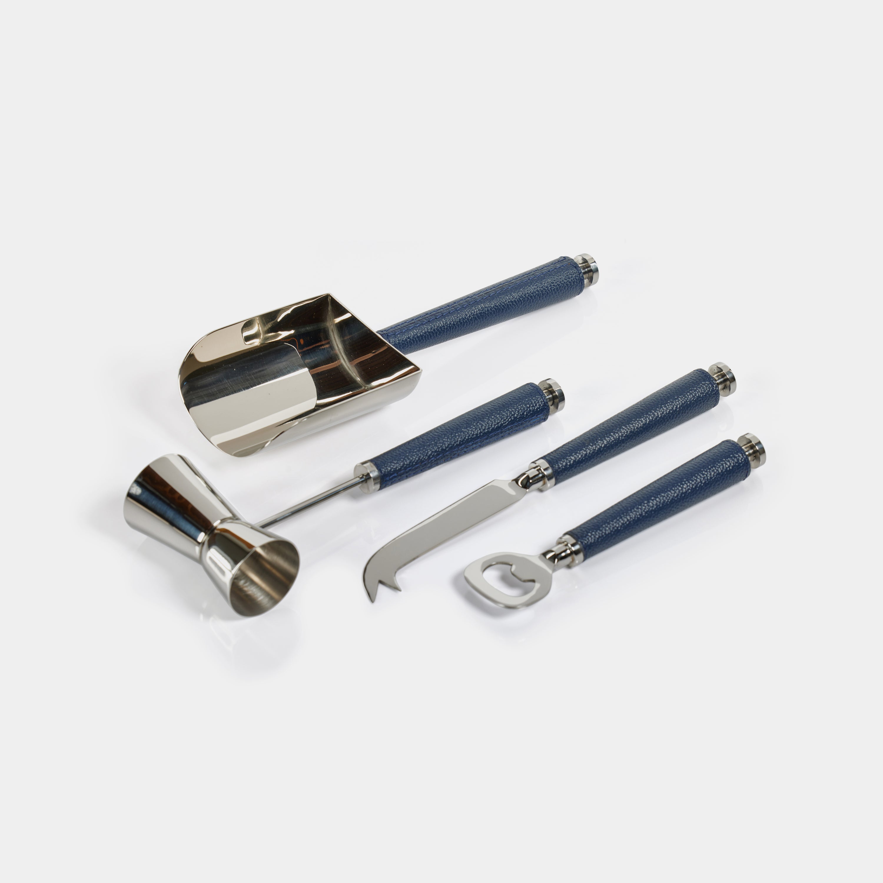 Image of Laguna Nickel & Leather Bar Tool Set