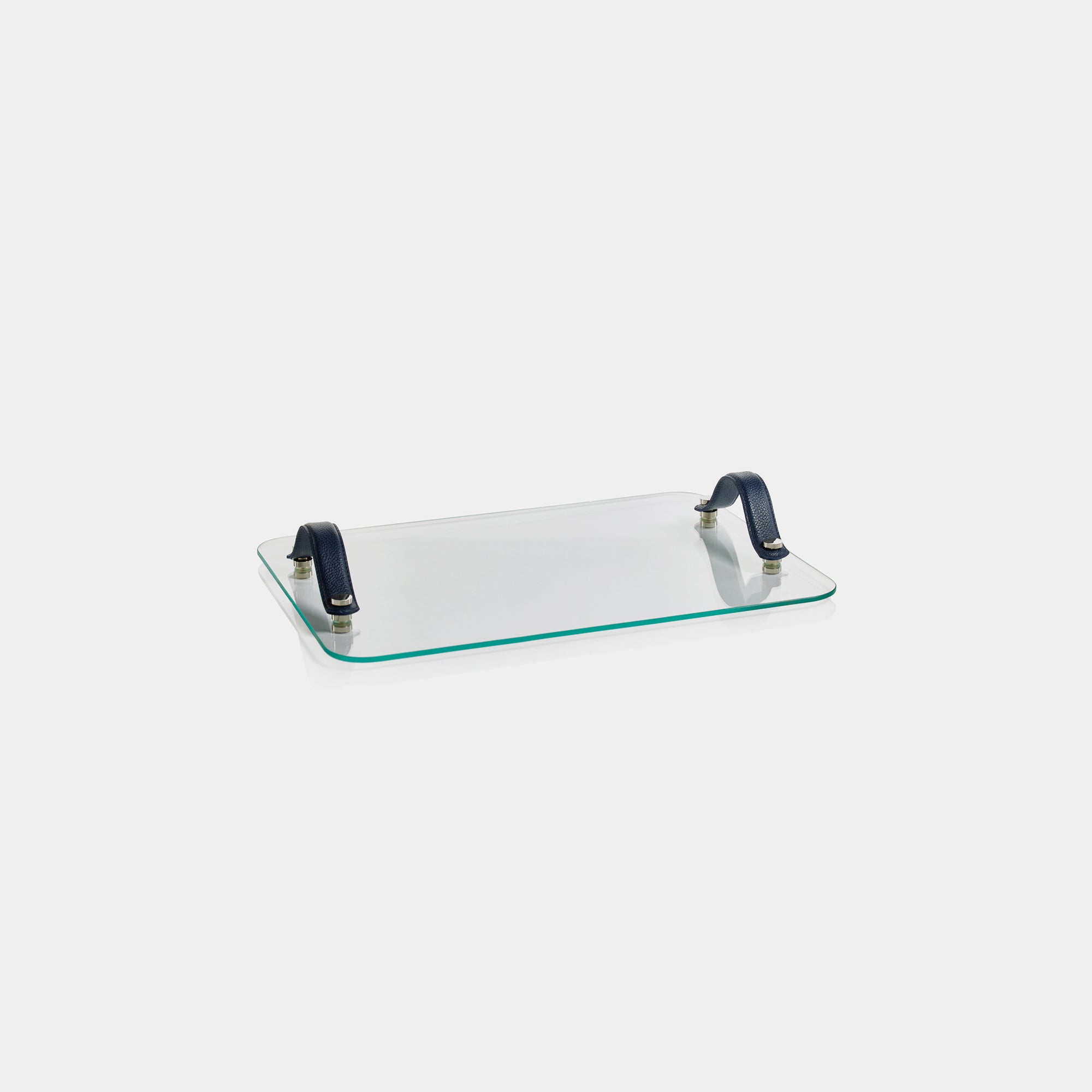 Image of Laguna Glass, Nickel & Leather Bar / Cheese Tray