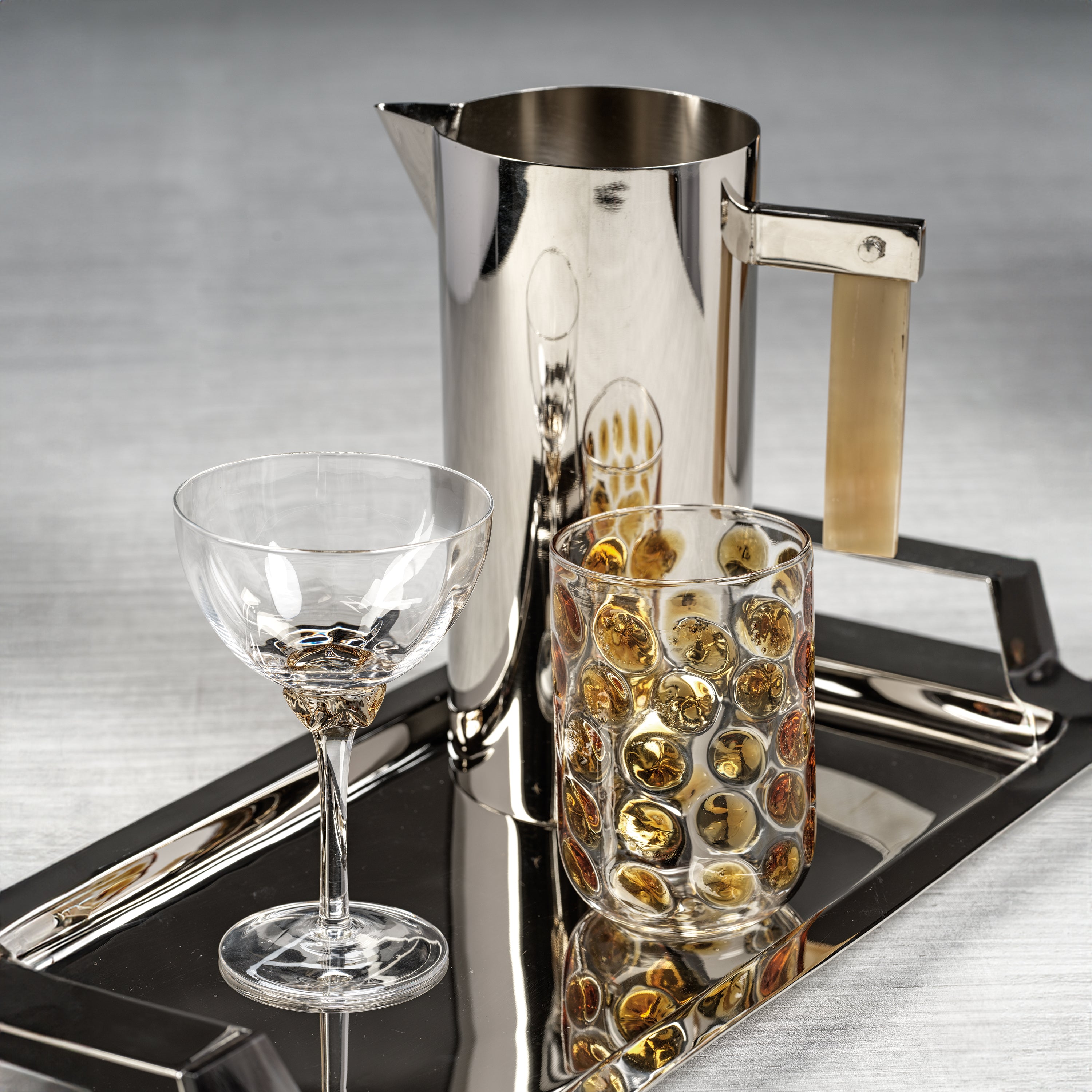 Image of The Beaumont Nickel Pitcher with Horn Handle
