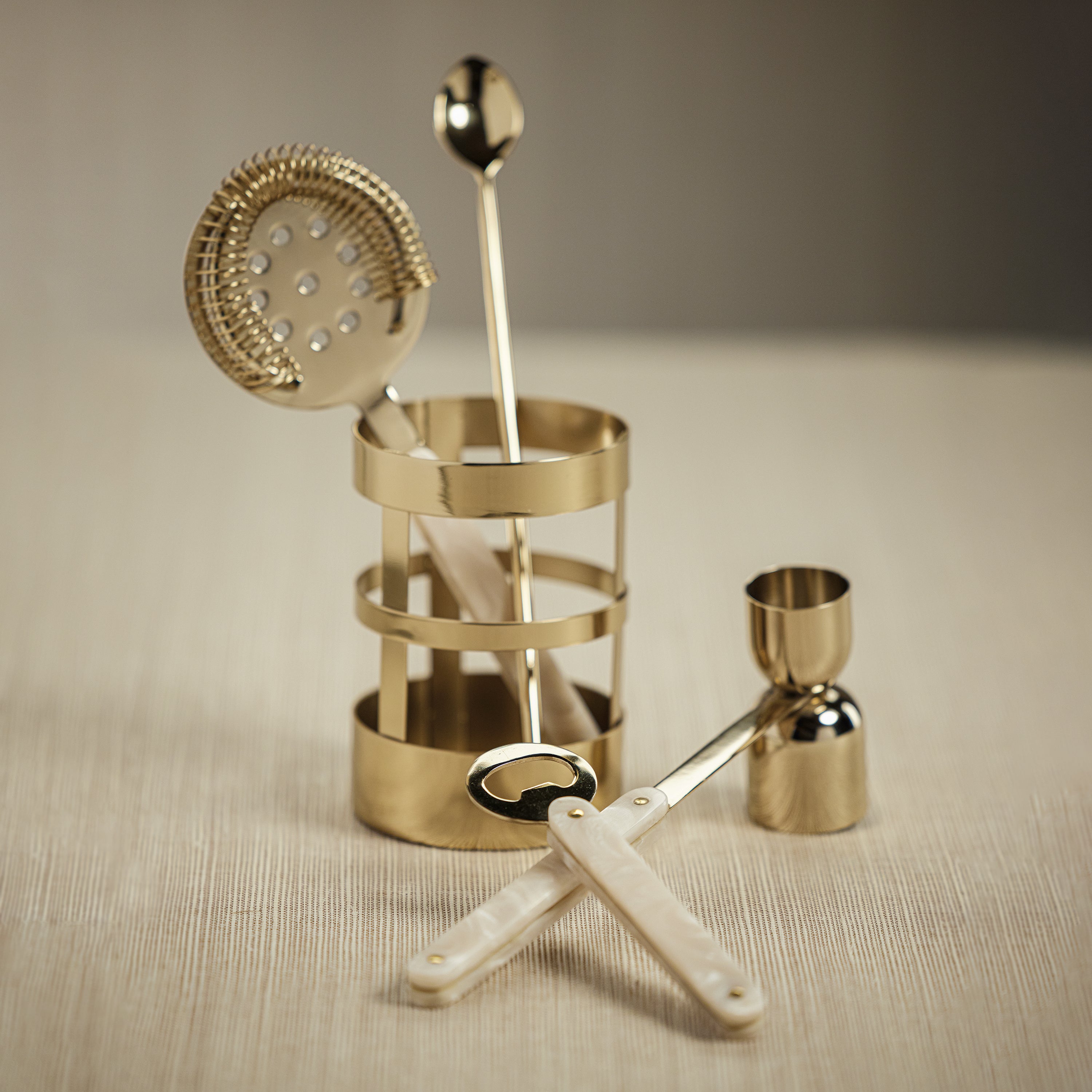 Image of Knightsbridge Five Piece Bar Set in Gold