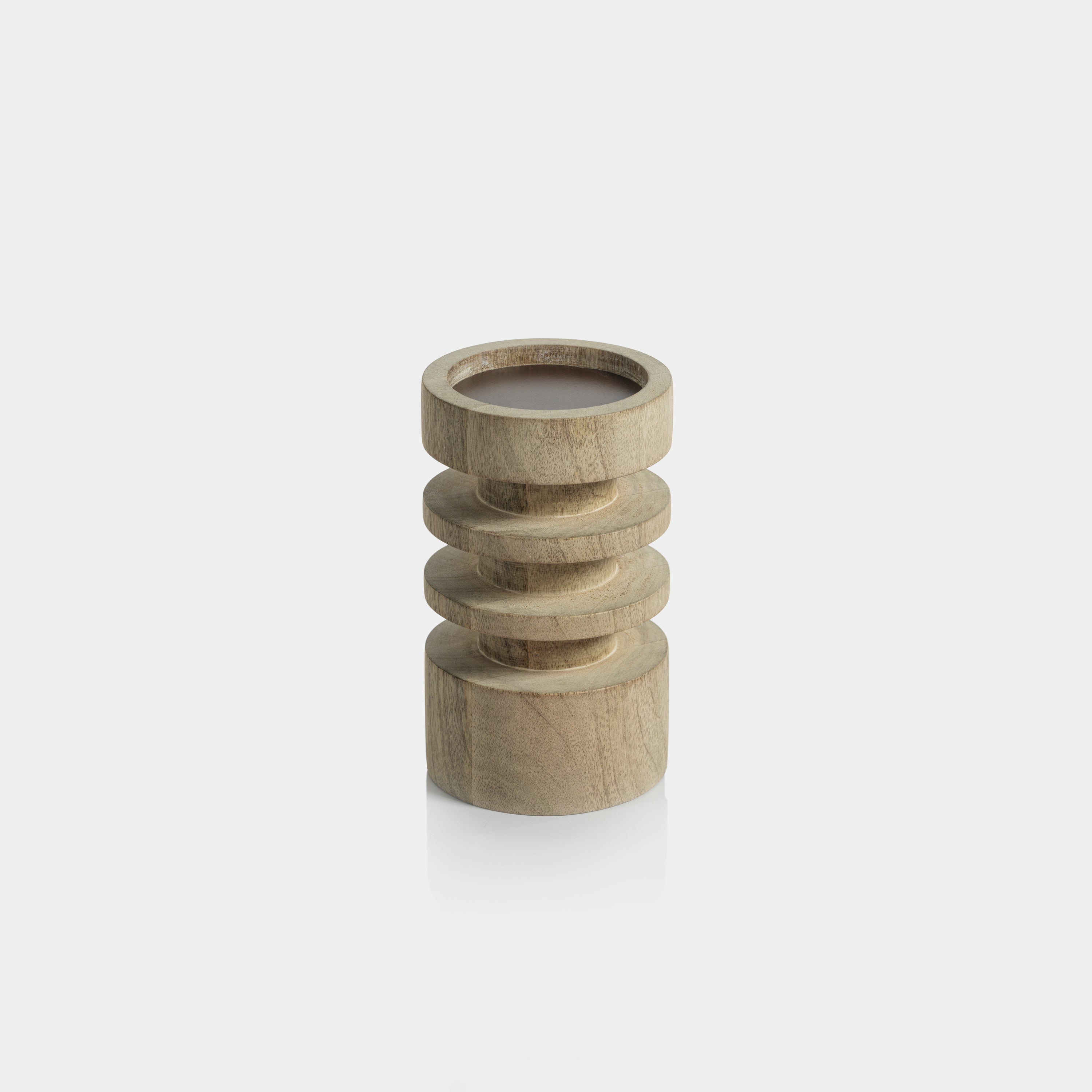 Image of Le Salama Carved Mango Wood Pillar Holder