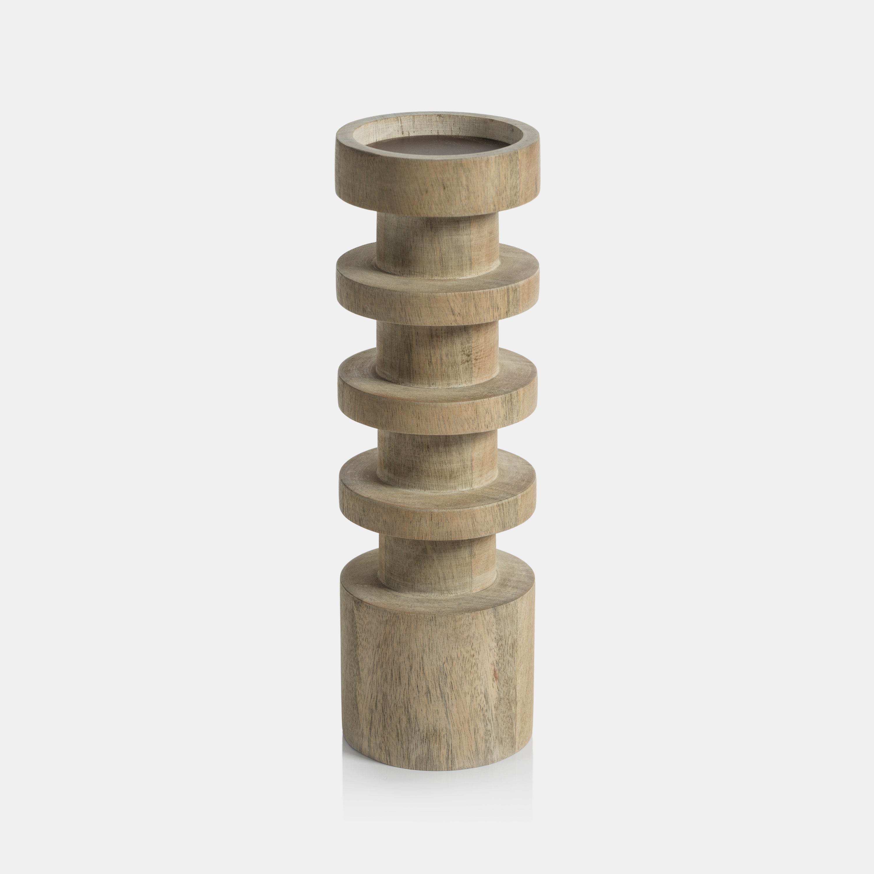 Image of Le Salama Carved Mango Wood Pillar Holder