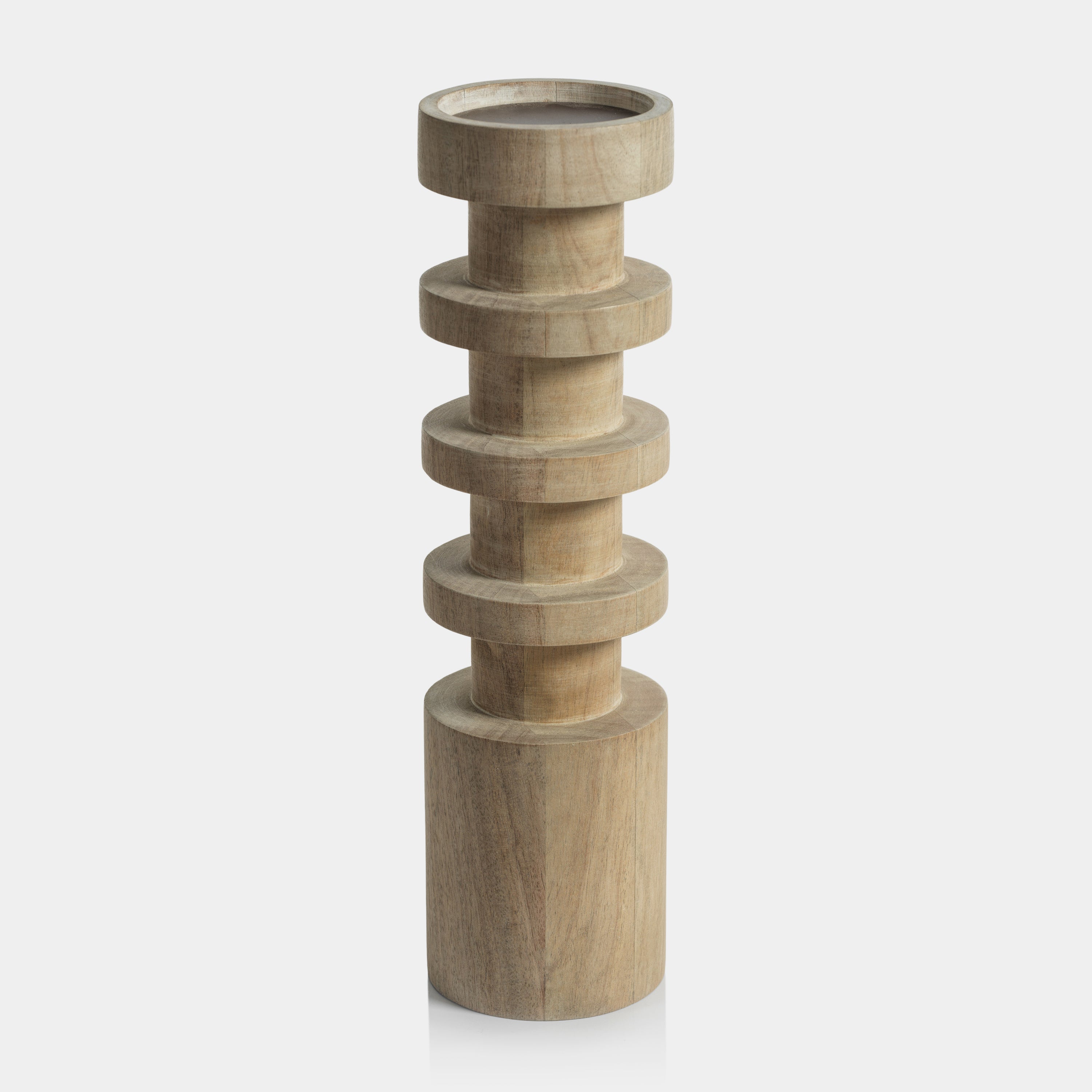 Image of Le Salama Carved Mango Wood Pillar Holder