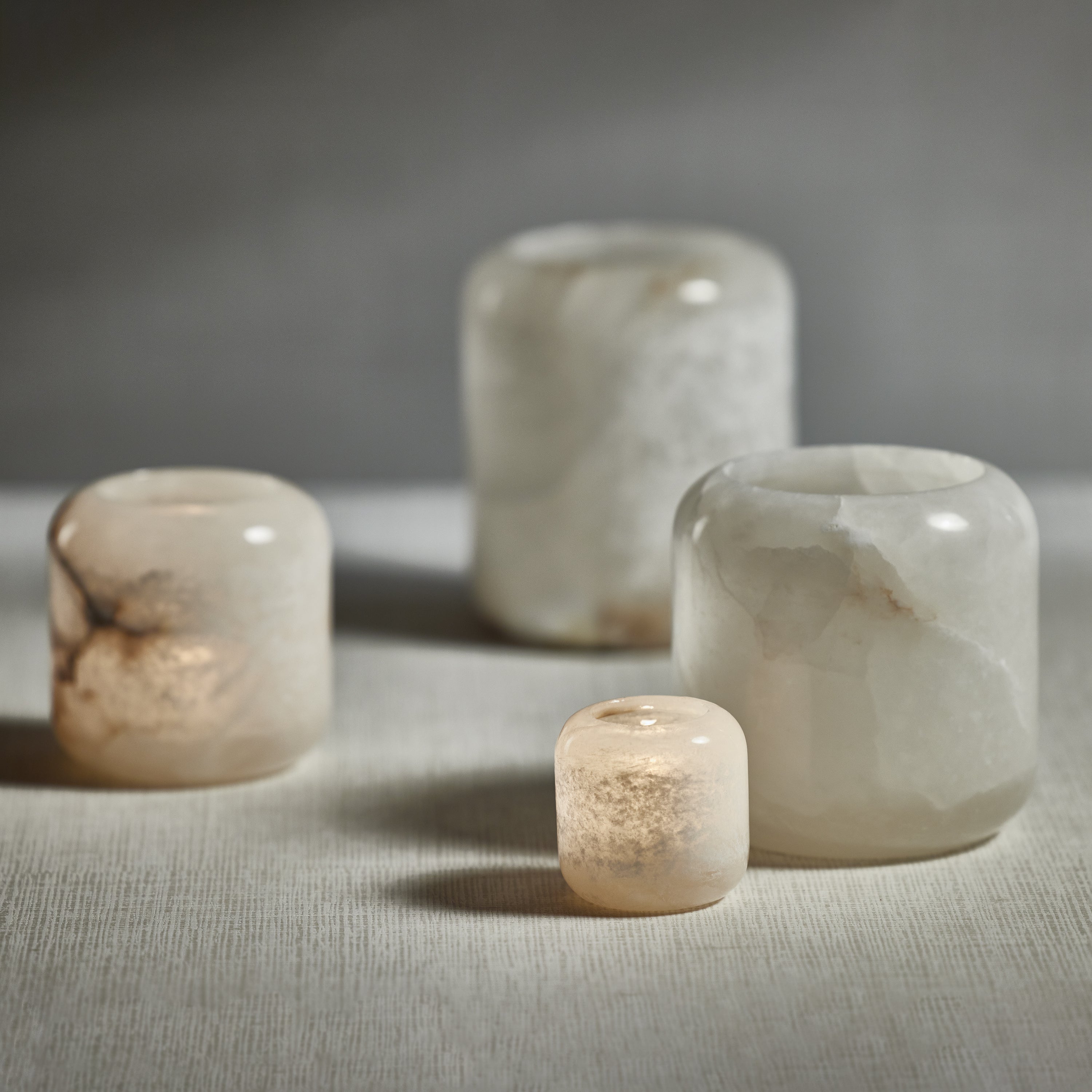 Image of Teran Polished Alabaster Stone Candle Holder