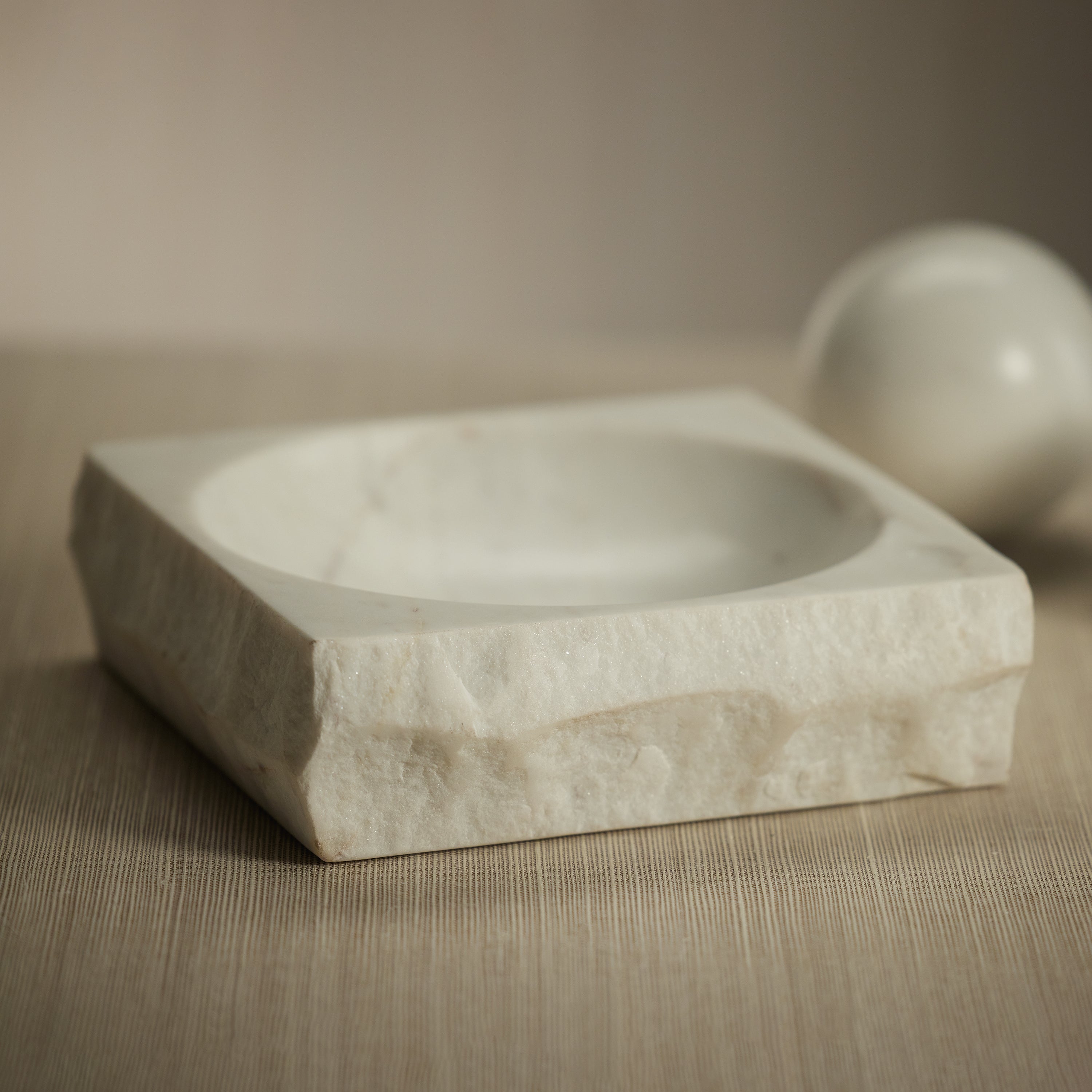 Image of Rock Finish White Marble Square Bowl