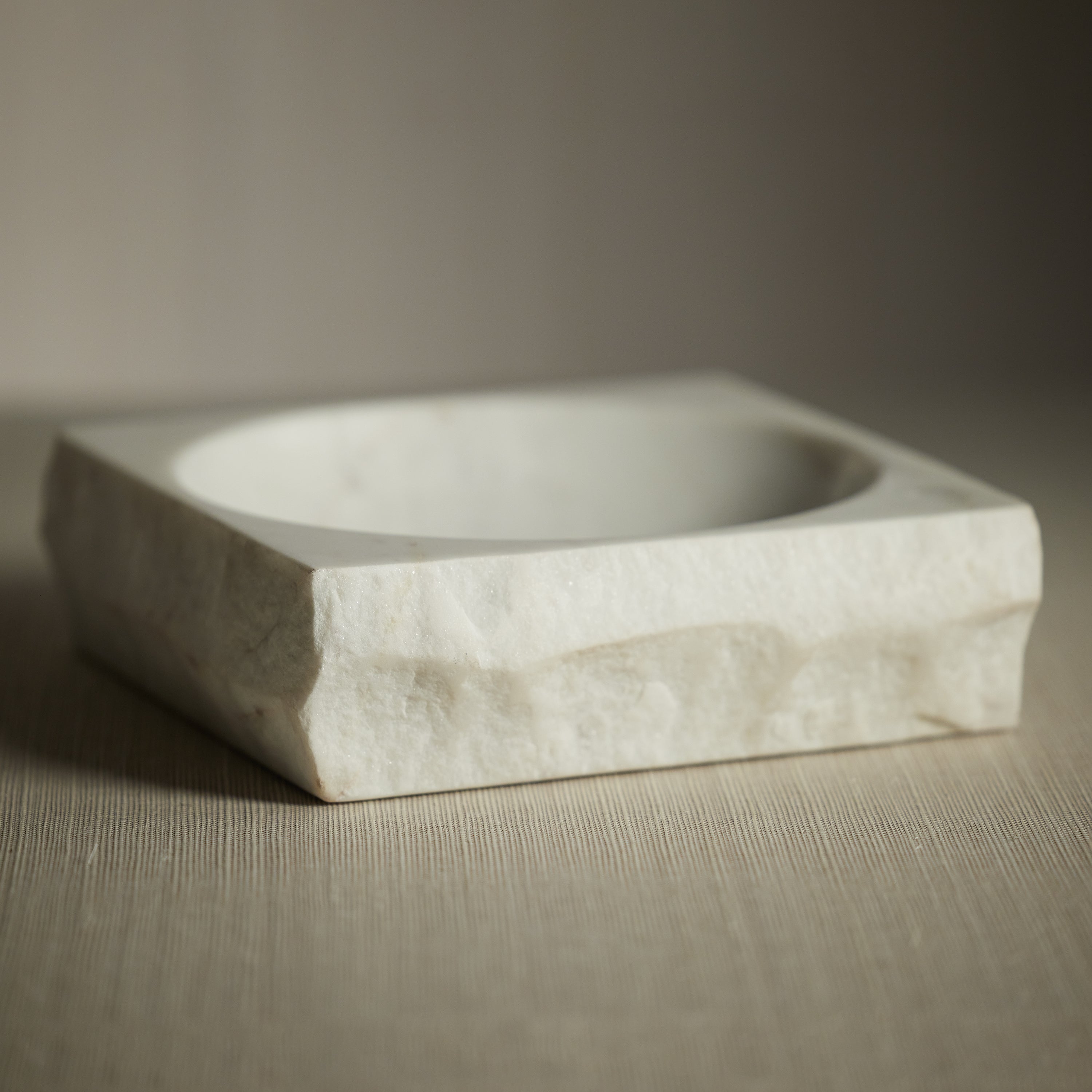 Image of Rock Finish White Marble Square Bowl