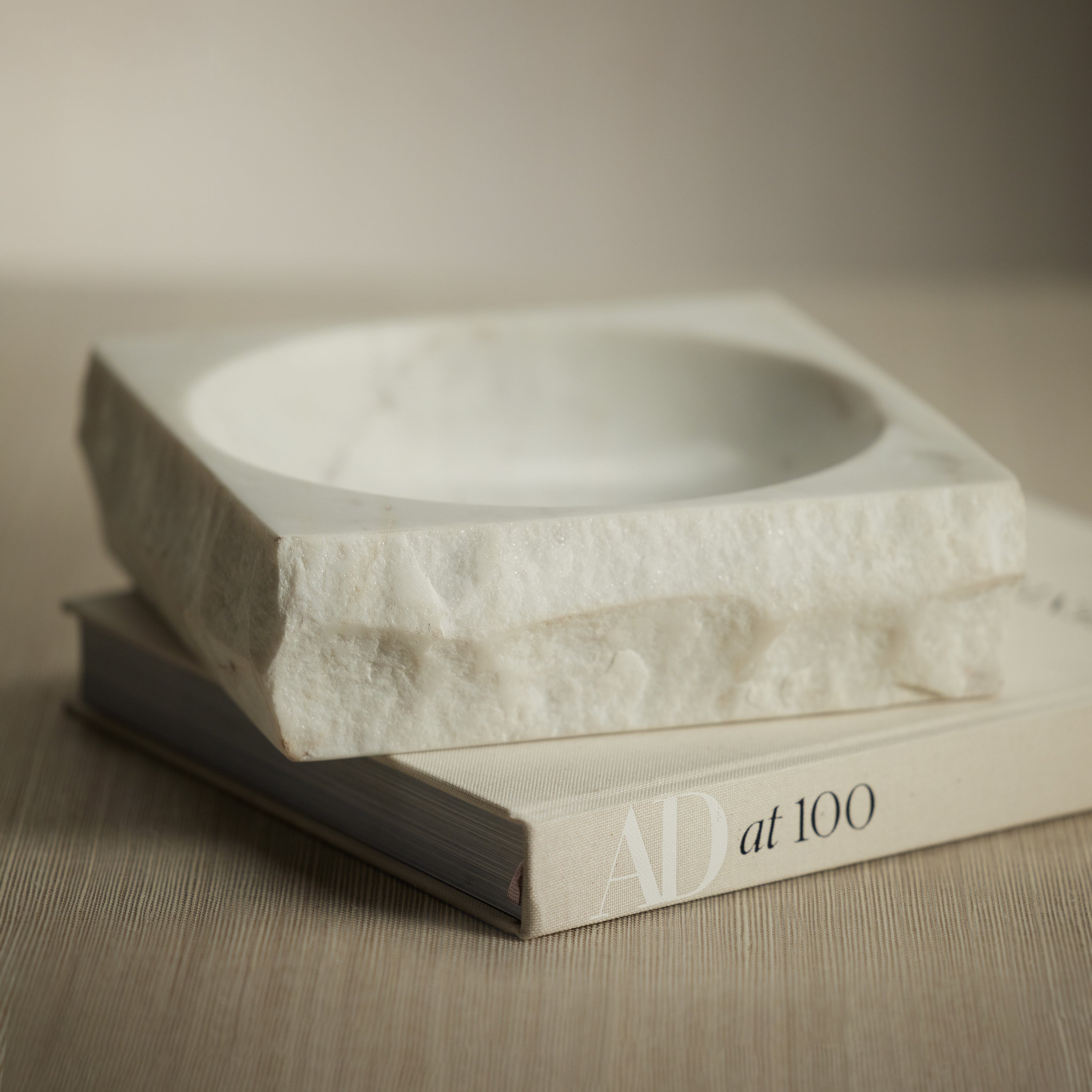Image of Rock Finish White Marble Square Bowl
