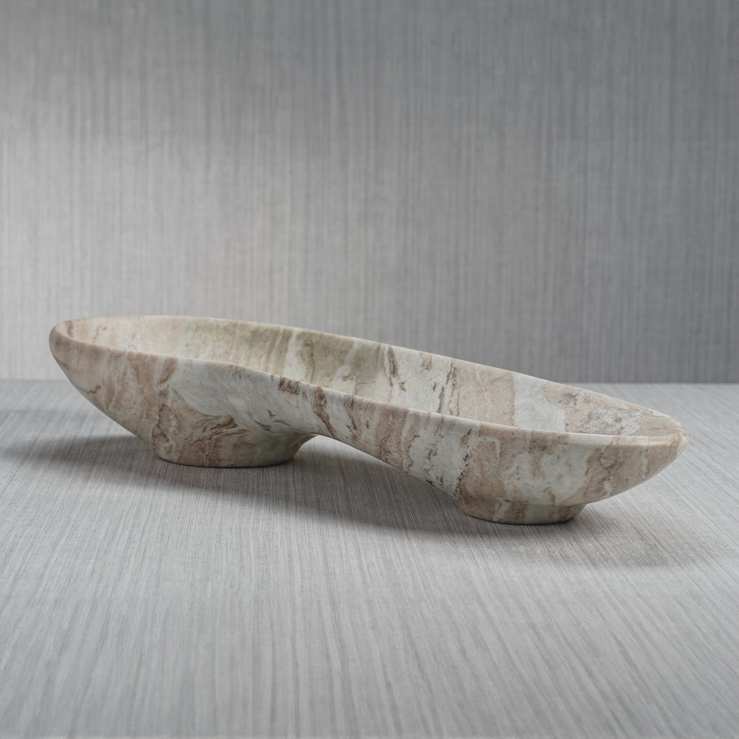 Image of Arabescato Large Organic Shape Marble Bowl