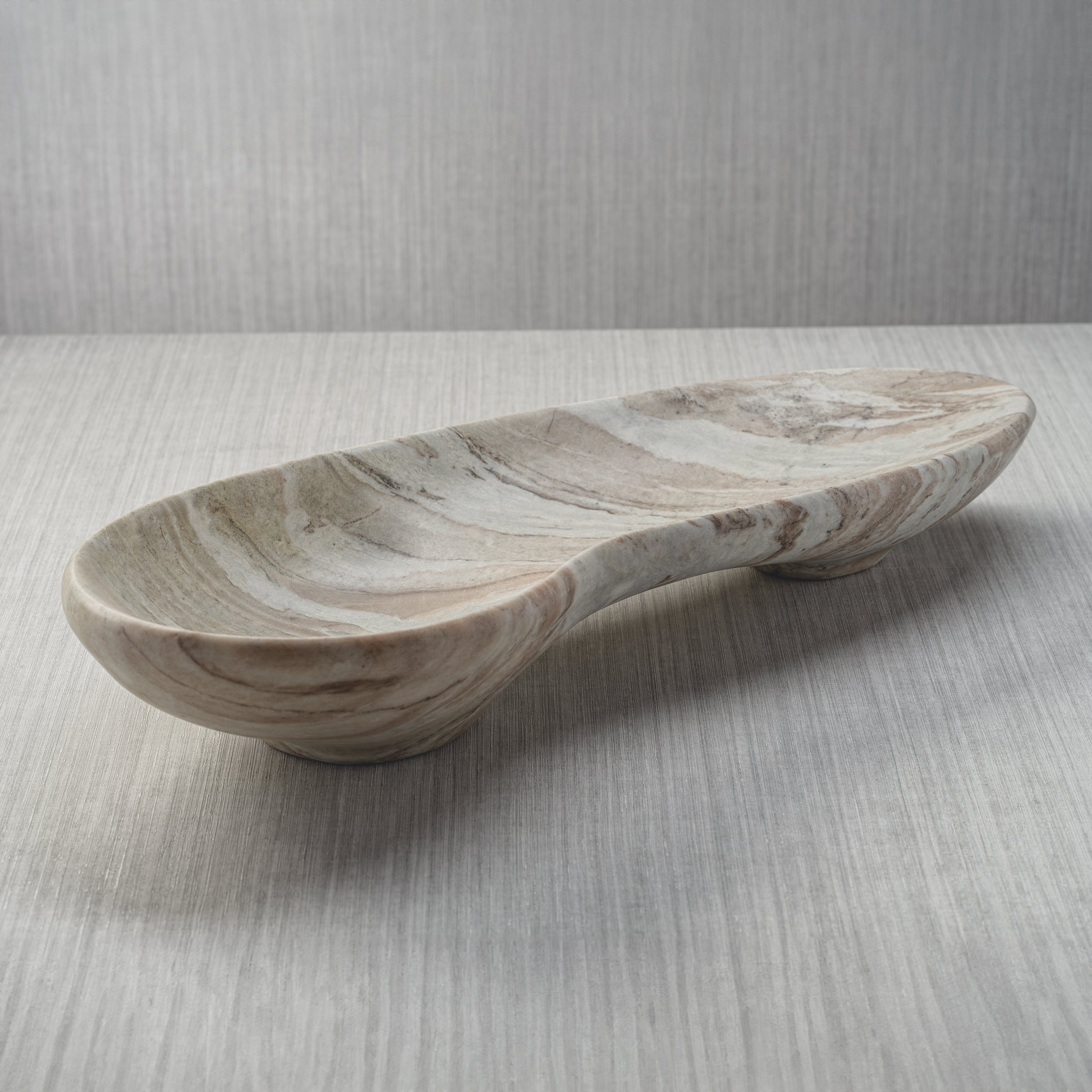 Image of Arabescato Large Organic Shape Marble Bowl