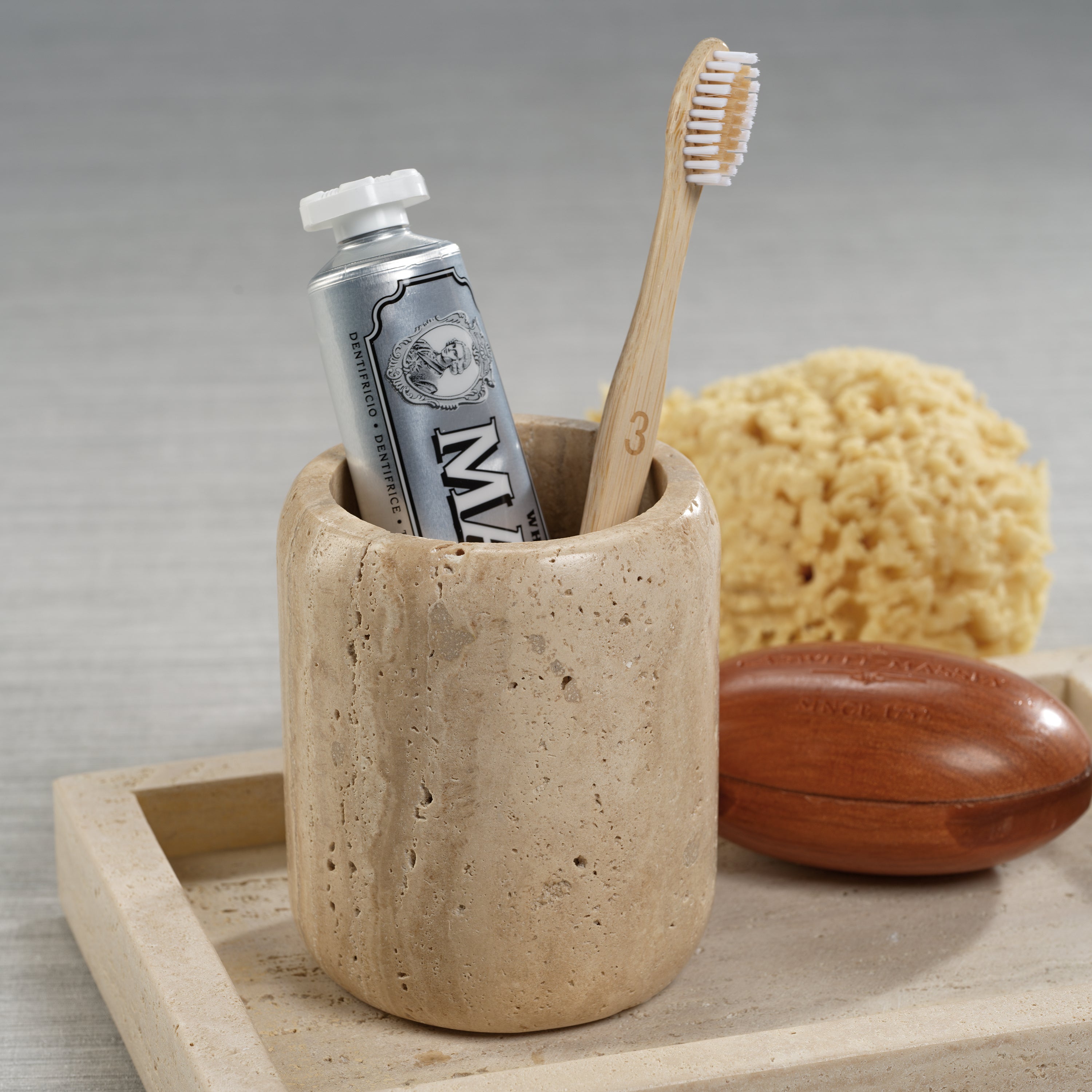 Image of Travertine Marble Toothbrush Holder