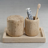 Image of Travertine Marble Lidded Canister