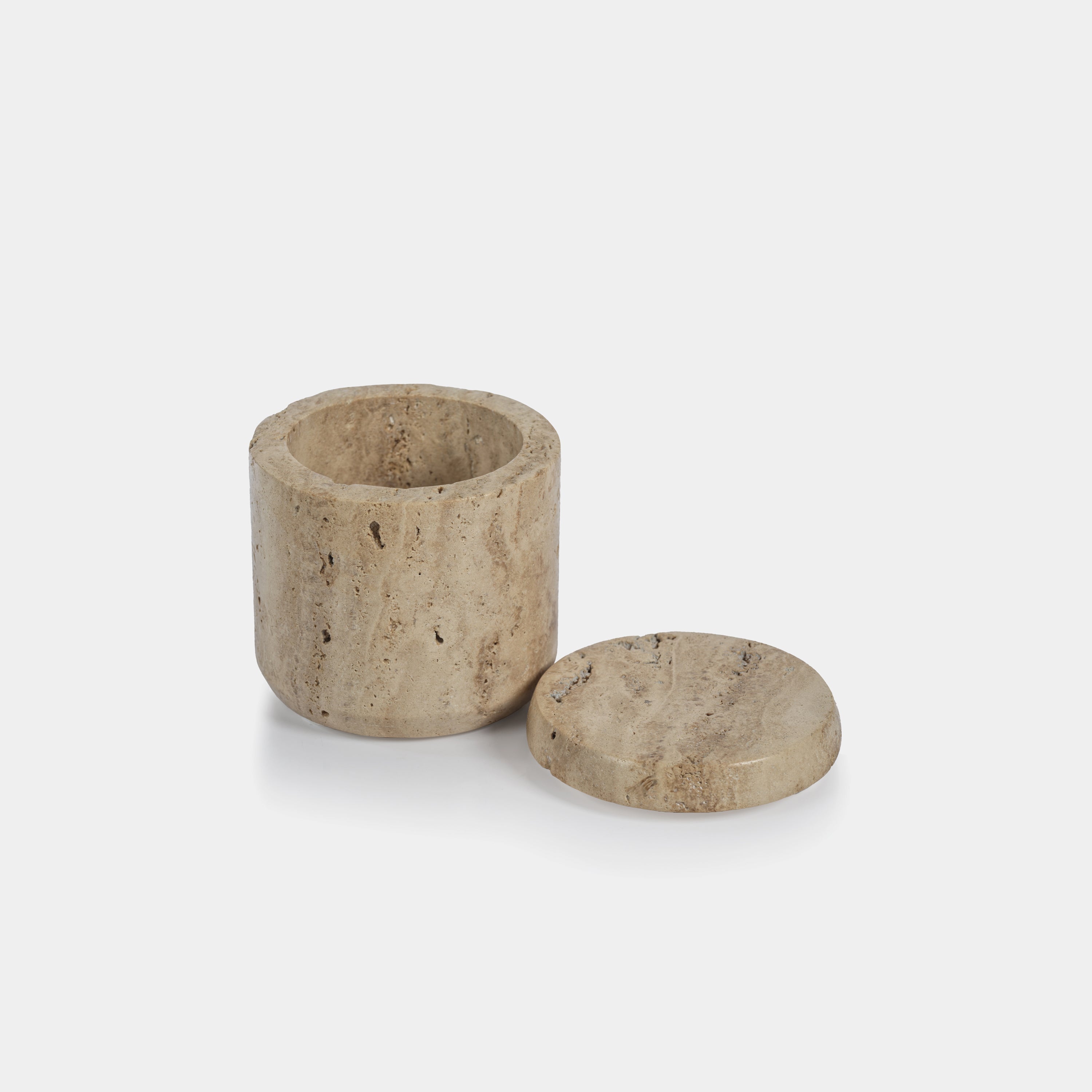 Image of Travertine Marble Lidded Canister